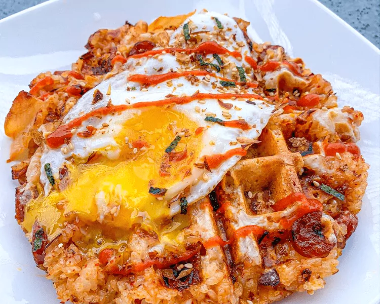 35-Minute Kimchi Fried Rice Waffle Recipe