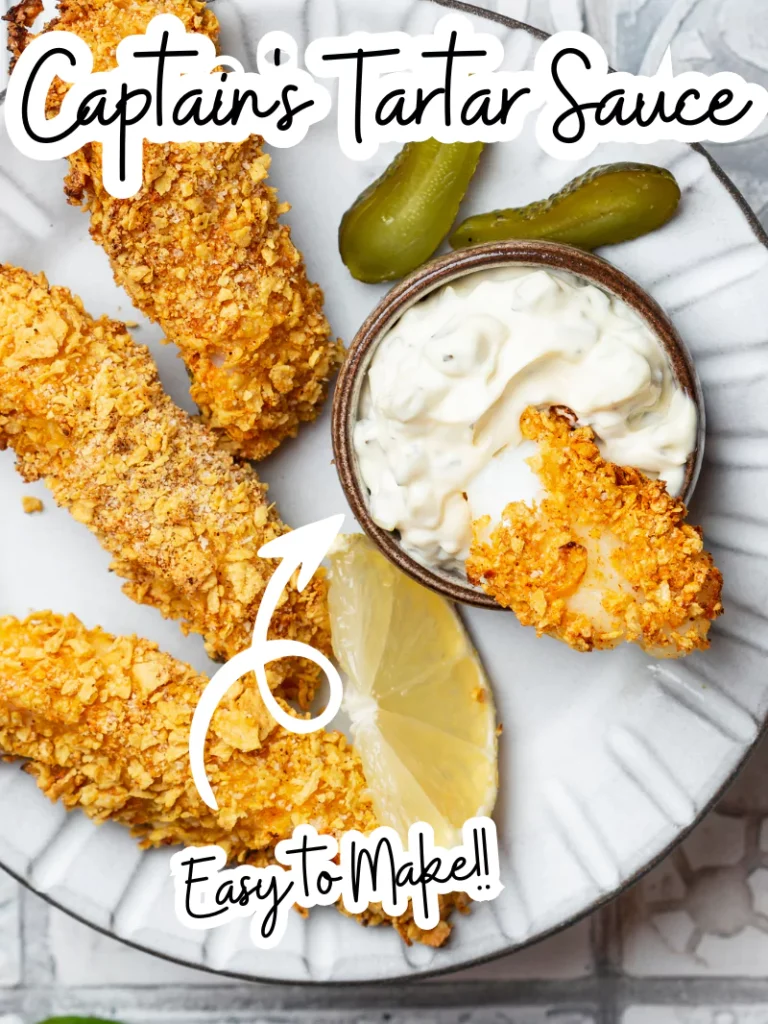 Creamy copycat Captain D's tartar sauce served with fried fish
