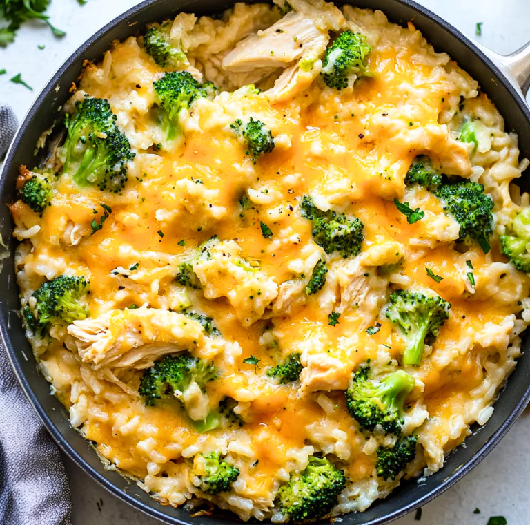 Cheesy Chicken Broccoli Rice Skillet