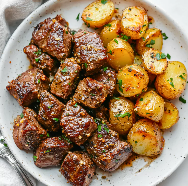 Garlic Steak Bites and Potatoes Recipe