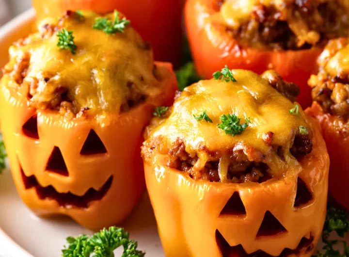 Jack O'Lantern Stuffed Peppers
