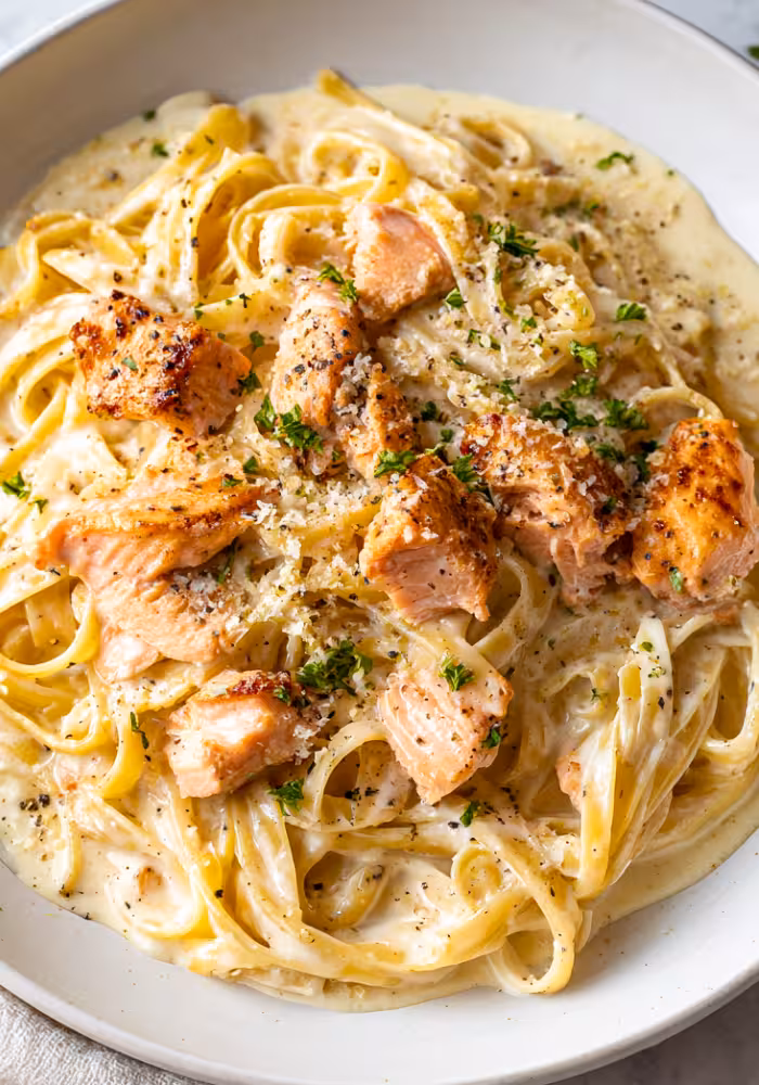 Salmon Alfredo Pasta Recipe