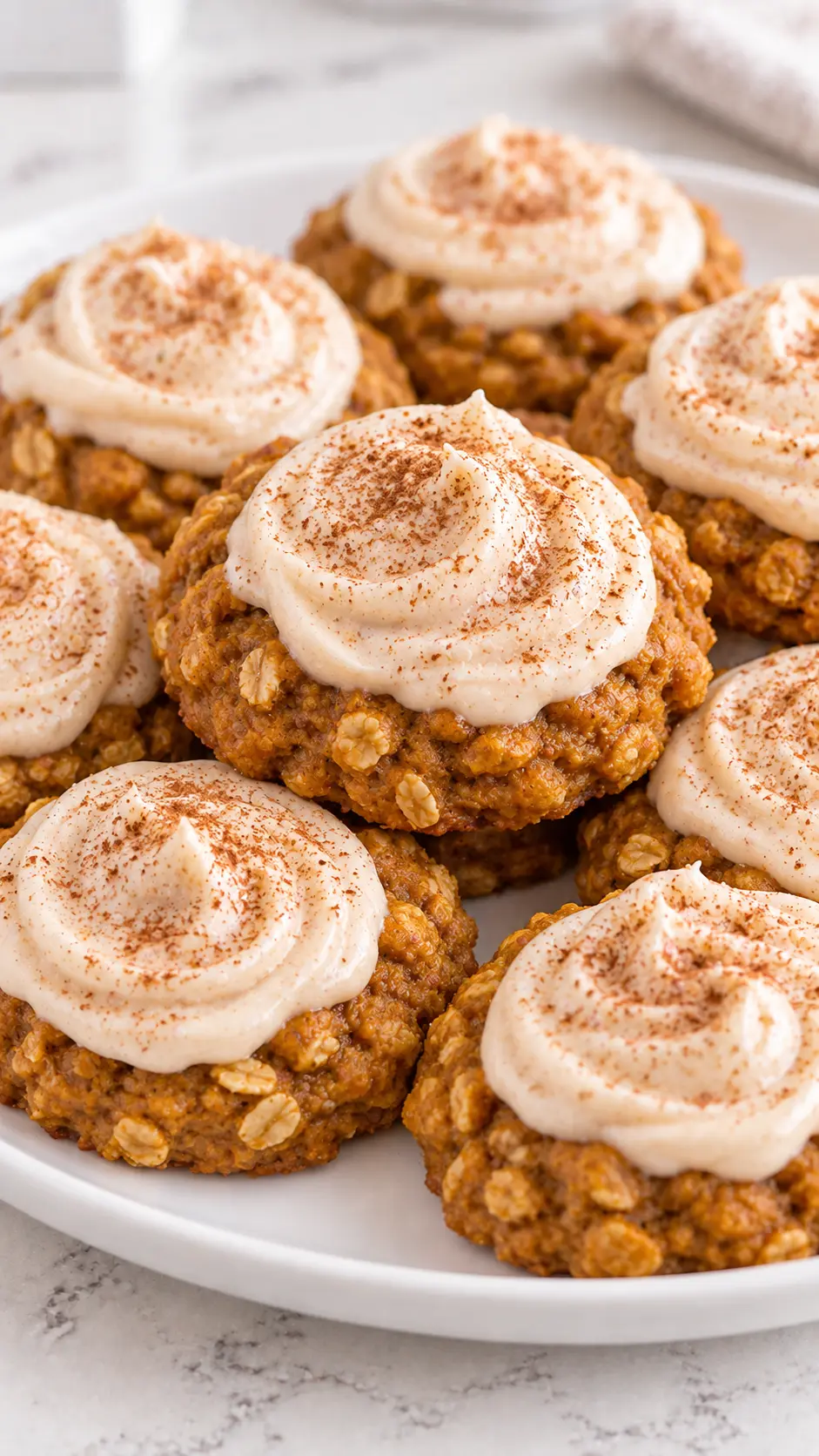 Pumpkin Oatmeal Cookies with Spiced Cream Cheese Icing