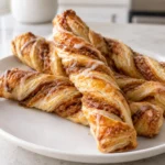 Pumpkin Pie Twists Recipe with flaky golden puff pastry, pumpkin spice filling, and vanilla glaze